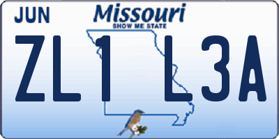 MO license plate ZL1L3A