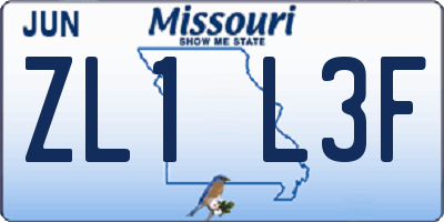 MO license plate ZL1L3F