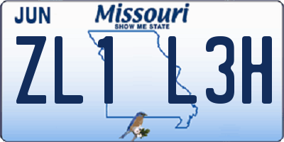 MO license plate ZL1L3H