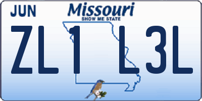 MO license plate ZL1L3L