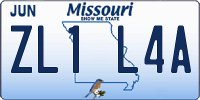 MO license plate ZL1L4A