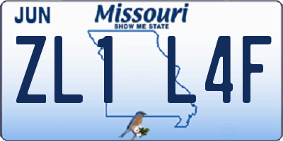 MO license plate ZL1L4F