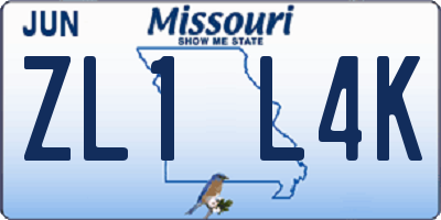 MO license plate ZL1L4K