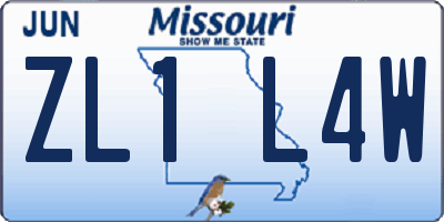 MO license plate ZL1L4W