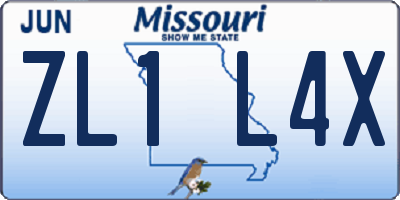 MO license plate ZL1L4X