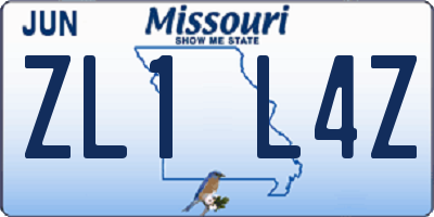 MO license plate ZL1L4Z