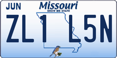 MO license plate ZL1L5N