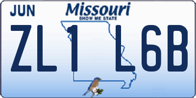 MO license plate ZL1L6B