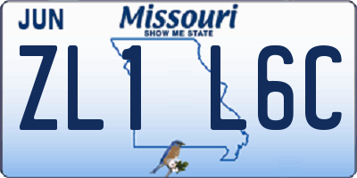 MO license plate ZL1L6C