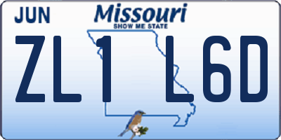MO license plate ZL1L6D