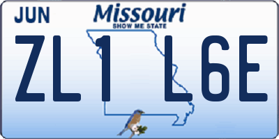 MO license plate ZL1L6E