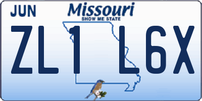 MO license plate ZL1L6X