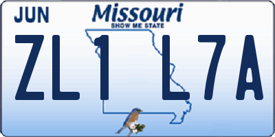 MO license plate ZL1L7A