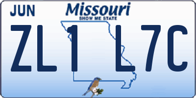 MO license plate ZL1L7C