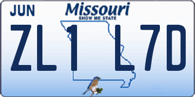 MO license plate ZL1L7D