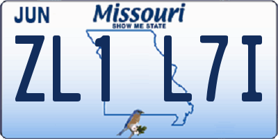 MO license plate ZL1L7I