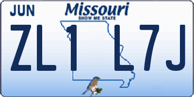 MO license plate ZL1L7J