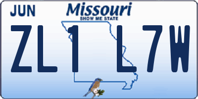 MO license plate ZL1L7W