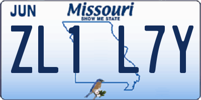 MO license plate ZL1L7Y