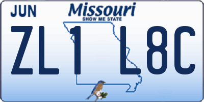 MO license plate ZL1L8C
