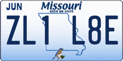 MO license plate ZL1L8E