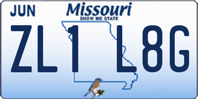 MO license plate ZL1L8G