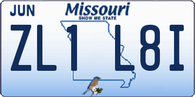 MO license plate ZL1L8I