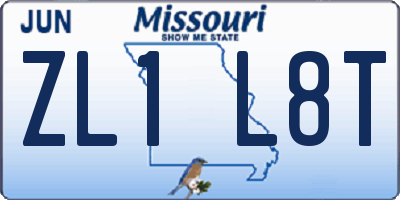 MO license plate ZL1L8T
