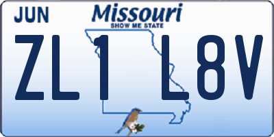 MO license plate ZL1L8V