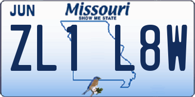 MO license plate ZL1L8W