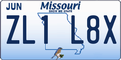 MO license plate ZL1L8X