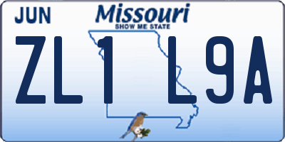 MO license plate ZL1L9A