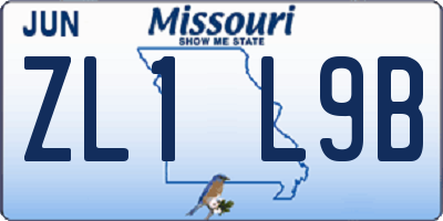 MO license plate ZL1L9B