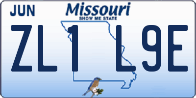 MO license plate ZL1L9E
