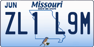 MO license plate ZL1L9M