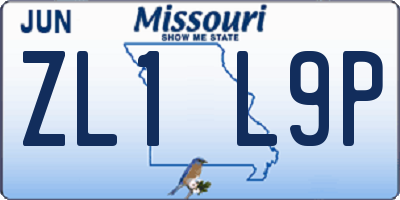MO license plate ZL1L9P