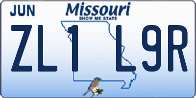 MO license plate ZL1L9R