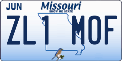 MO license plate ZL1M0F