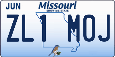 MO license plate ZL1M0J