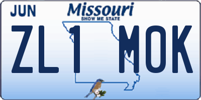 MO license plate ZL1M0K