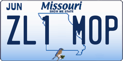 MO license plate ZL1M0P