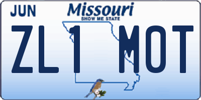 MO license plate ZL1M0T