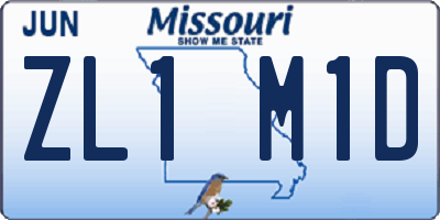 MO license plate ZL1M1D