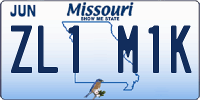 MO license plate ZL1M1K