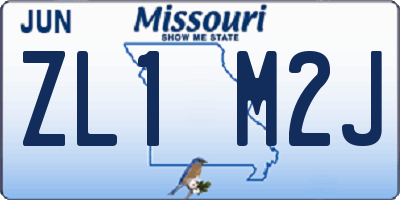 MO license plate ZL1M2J