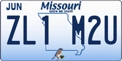 MO license plate ZL1M2U