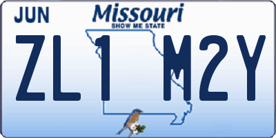 MO license plate ZL1M2Y