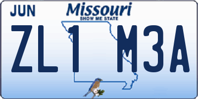 MO license plate ZL1M3A