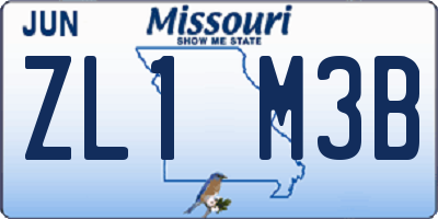 MO license plate ZL1M3B