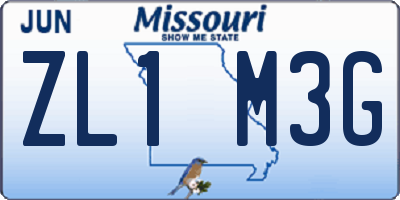 MO license plate ZL1M3G